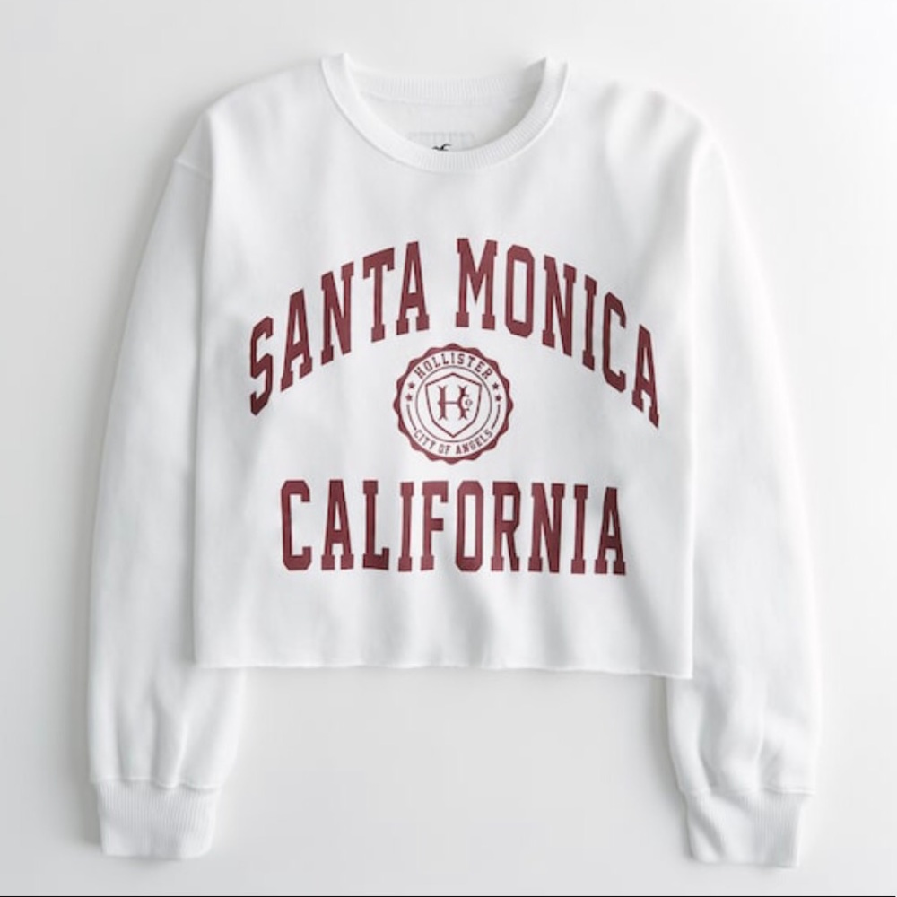 (NWT) Hollister White Crop Crewneck Sweatshirt